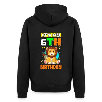 6. Geburtstag 6 Jahre alt Geschenkidee Geschenk - Unisex Premium Bio Zip Hoodie - Schwarz - Hinten - Nico (187cm)