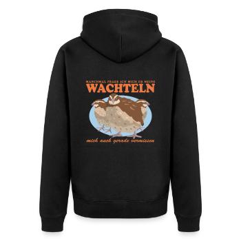 Wachtel Wachtelzüchter | Wachtelhaltung Geschenk - Unisex Premium Bio Zip Hoodie - Schwarz - Hinten - Nico (187cm)