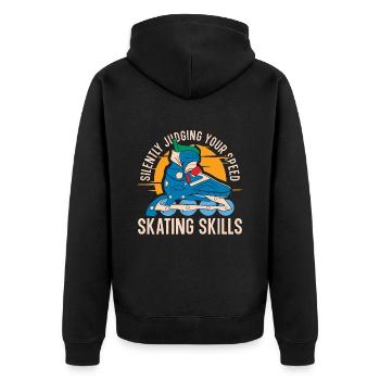 Speed Skating Silently Judging Your Short Track - Unisex Premium Organic Zip Hoodie - black - Back - Nico (187cm)