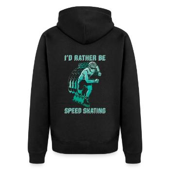 Speed Skating I'd Rather Be Winter Sports Skate - Unisex Premium Bio Zip Hoodie - Schwarz - Hinten - Nico (187cm)