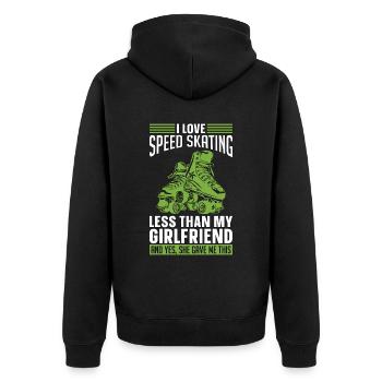 Speed Skating I Love Speed Skating Less Than Skate - Unisex Premium Bio Zip Hoodie - Schwarz - Hinten - Nico (187cm)