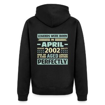 21ème anniversaire Avril Millésime 2002 Millésime - Veste à capuche bio Premium Unisexe - noir - Dos - Nico (187cm)