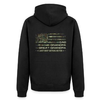 Grand-père Camouflage USA Flag Fête des pères - Veste à capuche bio Premium Unisexe - noir - Dos - Nico (187cm)