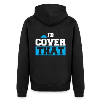 I'd Cover That - Insurance Agent - Unisex Premium Organic Zip Hoodie - black - Back - Nico (187cm)