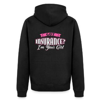 Got Insurance - I'm Your Girl - Insurance Agent - Unisex Premium Organic Zip Hoodie - black - Back - Nico (187cm)
