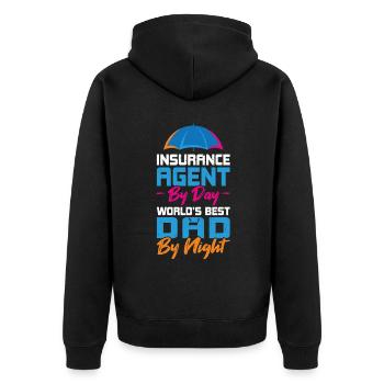 Agent d’assurance le jour - Le meilleur papa du monde la nuit - Veste à capuche bio Premium Unisexe - noir - Dos - Nico (187cm)