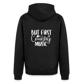Drôle d’amateur de musique country disant guitare occidentale - Veste à capuche bio Premium Unisexe - noir - Dos - Nico (187cm)