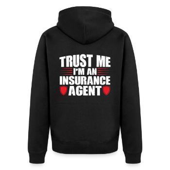 Faites-moi confiance - Je suis un agent d’assurance - Veste à capuche bio Premium Unisexe - noir - Dos - Nico (187cm)