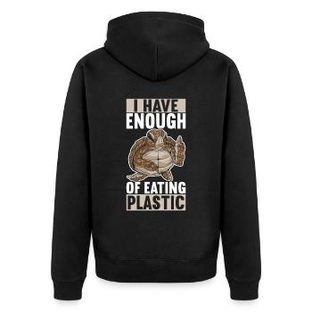 Angry Turtle - Unisex Premium Bio Zip Hoodie - Schwarz - Hinten - Nico (187cm)