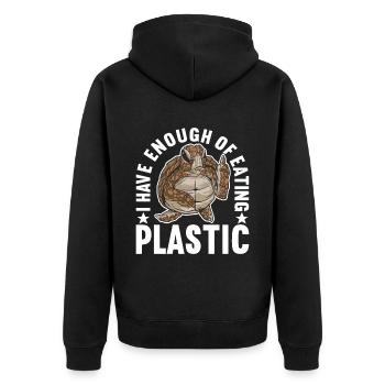 Angry Turtle - Unisex Premium Bio Zip Hoodie - Schwarz - Hinten - Nico (187cm)