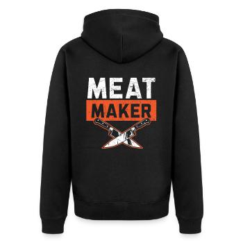 Boucher Dictons Boucherie Profession Boucherie Profession Boucherie Boucherie Boucherie Boucherie Profession Boucherie Boucherie - Veste à capuche bio Premium Unisexe - noir - Dos - Nico (187cm)