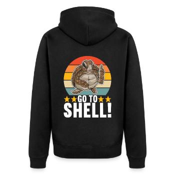 Angry Turtle - Unisex Premium Bio Zip Hoodie - Schwarz - Hinten - Nico (187cm)