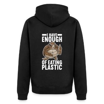 Angry Turtle - Unisex Premium Bio Zip Hoodie - Schwarz - Hinten - Nico (187cm)