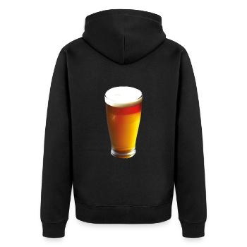 Bier Glas Schaum Alkohol Trinker - Unisex Premium Bio Zip Hoodie - Schwarz - Hinten - Nico (187cm)