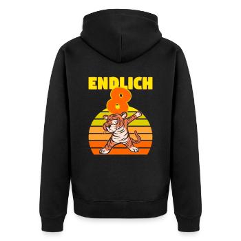Dabbing Tiger 8 Geburtstag 8 Jahr Löwe witzig dab - Unisex Premium Bio Zip Hoodie - Schwarz - Hinten - Nico (187cm)