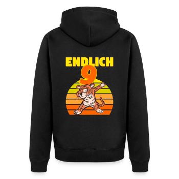 Dabbing Tiger 9 Geburtstag 9 Jahr Löwe witzig dab - Unisex Premium Bio Zip Hoodie - Schwarz - Hinten - Nico (187cm)