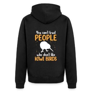 Kiwi Vogel nicht vertrauen Neuseeländischer Kiwi - Unisex Premium Bio Zip Hoodie - Schwarz - Hinten - Nico (187cm)