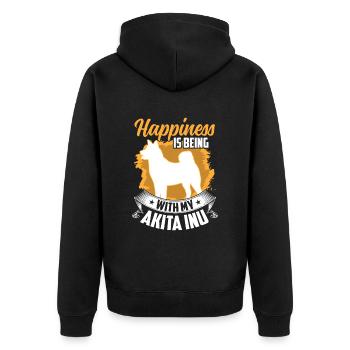 Akita Inu rend Akita Inu japonais heureux - Veste à capuche bio Premium Unisexe - noir - Dos - Nico (187cm)
