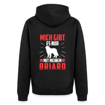 Nur mit meinem Briard Berger de Brie - Unisex Premium Bio Zip Hoodie - Schwarz - Hinten - Nico (187cm)