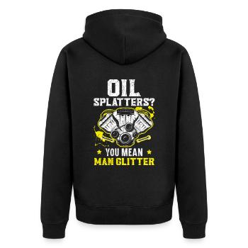 Oil Splatters You Mean Man Glitter Mechanic - Unisex Premium Organic Zip Hoodie - black - Back - Nico (187cm)