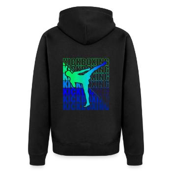 Kickboxer Martial Arts Kickboxing Kickboxen - Unisex Premium Bio Zip Hoodie - Schwarz - Hinten - Nico (187cm)