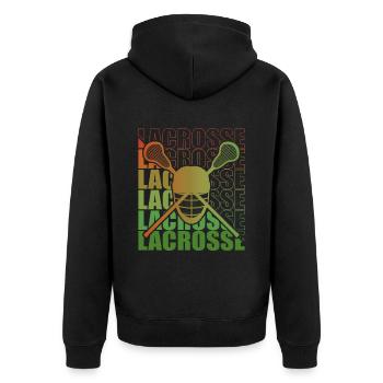 Lacrosse LAX Club Team Spieler Trainer Fans Coach - Unisex Premium Bio Zip Hoodie - Schwarz - Hinten - Nico (187cm)