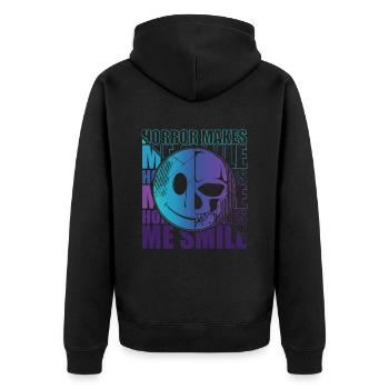 Zombie Horror Horror Film Festival + Halloween - Unisex Premium Organic Zip Hoodie - black - Back - Nico (187cm)