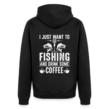 Je veux juste aller à la pêche et boire un café. - Veste à capuche bio Premium Unisexe - noir - Dos - Nico (187cm)