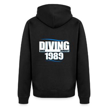Diver Birthday - Diving since January 1989 - Unisex Premium Organic Zip Hoodie - black - Back - Nico (187cm)