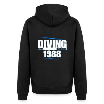 Taucher Geburtstag - Diving since November 1988 - Unisex Premium Bio Zip Hoodie - Schwarz - Hinten - Nico (187cm)