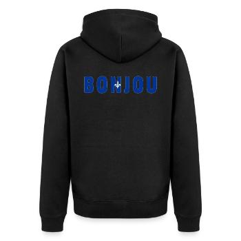 Bonjou Good Morning Country Creole - Unisex Premium Bio Zip Hoodie - Schwarz - Hinten - Nico (187cm)
