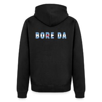 Bore Da Good Morning Country Wales - Unisex Premium Bio Zip Hoodie - Schwarz - Hinten - Nico (187cm)