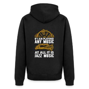 Jazzmusiker sagt lustige Orchester-Jazz-Musik - Unisex Premium Bio Zip Hoodie - Schwarz - Hinten - Nico (187cm)