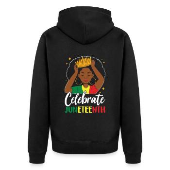 Feiert Den Juneteenth African American Black 1865 - Unisex Premium Bio Zip Hoodie - Schwarz - Hinten - Nico (187cm)