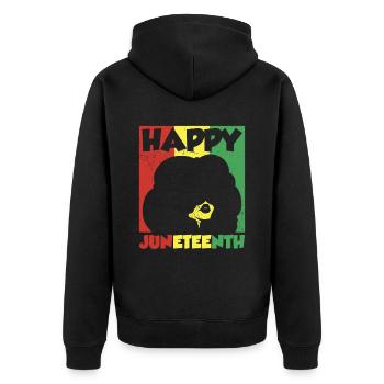 Merry Juneteenth 1865 Black African American - Unisex Premium Organic Zip Hoodie - black - Back - Nico (187cm)