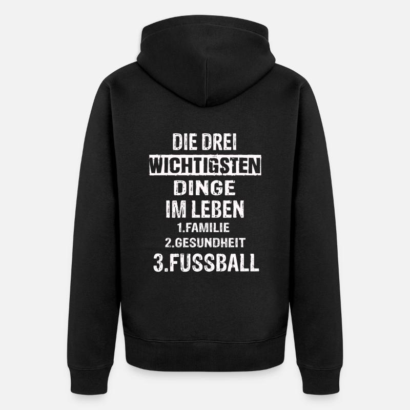 Fussball - Unisex Premium Bio Zip Hoodie - Schwarz