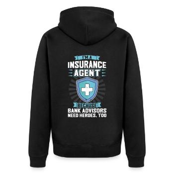 Insurance Agent - Unisex Premium Bio Zip Hoodie - Schwarz - Hinten - Nico (187cm)