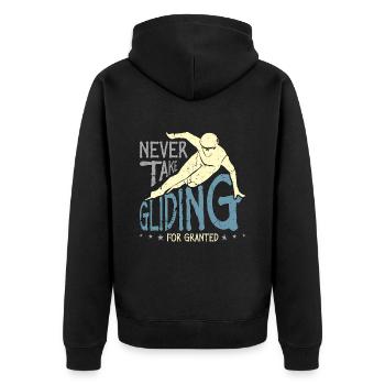 Speed Skating Never Take Gliding For Short Track - Unisex Premium Organic Zip Hoodie - black - Back - Nico (187cm)