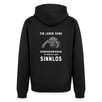 Komodowaran I Komododrache Motiv für Reptilien - Unisex Premium Bio Zip Hoodie - Schwarz - Hinten - Nico (187cm)