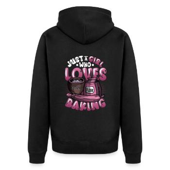 Only a girl who loves baking - Unisex Premium Organic Zip Hoodie - black - Back - Nico (187cm)