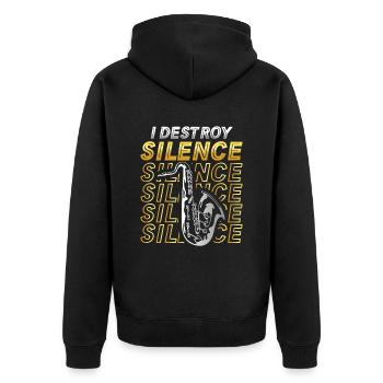 Je détruis le saxophone silencieux et drôle - Veste à capuche bio Premium Unisexe - noir - Dos - Nico (187cm)
