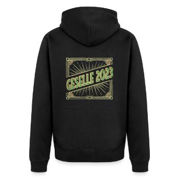 Ausbildung 2023 Abschluss bestanden Azubi Geselle - Unisex Premium Bio Zip Hoodie - Schwarz - Hinten - Nico (187cm)