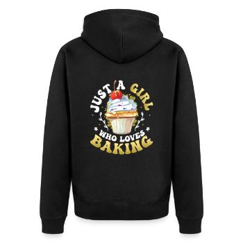 Only a girl who loves baking - Unisex Premium Organic Zip Hoodie - black - Back - Nico (187cm)