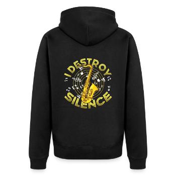 Je détruis le saxophone silencieux et drôle - Veste à capuche bio Premium Unisexe - noir - Dos - Nico (187cm)