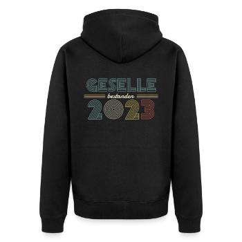Ausbildung 2023 Abschluss bestanden Vintage Azubi - Unisex Premium Bio Zip Hoodie - Schwarz - Hinten - Nico (187cm)