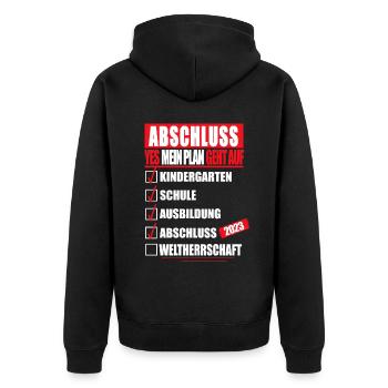 Ausbildung Abschluss bestanden Geschenk 2023 - Unisex Premium Bio Zip Hoodie - Schwarz - Hinten - Nico (187cm)