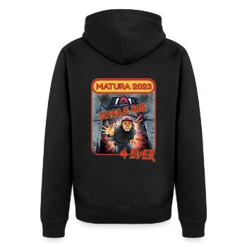 Matura 2023 Abitur bestanden Schule aus comic 2023 - Unisex Premium Bio Zip Hoodie - Schwarz - Hinten - Nico (187cm)