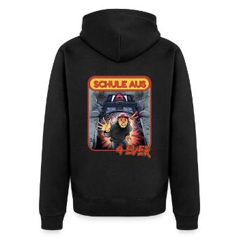 Abi Abitur Matura o. 10. Klasse bestanden - Unisex Premium Bio Zip Hoodie - Schwarz - Hinten - Nico (187cm)