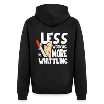 Beavercraft, Whittling, Whittler, Holzhandwerk - Unisex Premium Bio Zip Hoodie - Schwarz - Hinten - Nico (187cm)