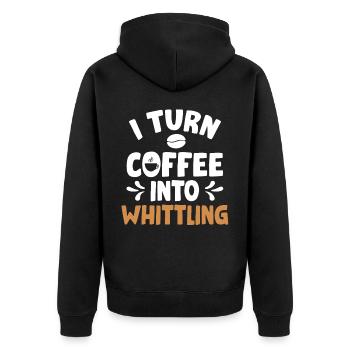Beavercraft, Whittling, Whittler, Holzhandwerk - Unisex Premium Bio Zip Hoodie - Schwarz - Hinten - Nico (187cm)